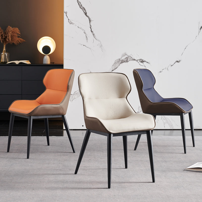 Silla auxiliar de cuero contemporánea para sala de estar con acabado mate Wingback Silla de comedor
