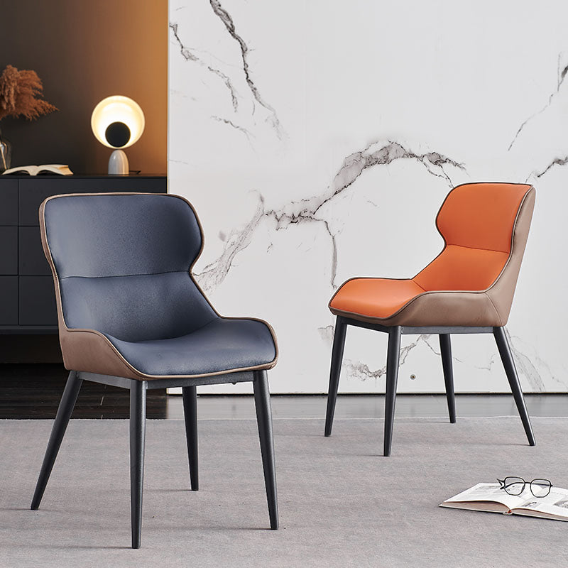 Silla auxiliar de cuero contemporánea para sala de estar con acabado mate Wingback Silla de comedor