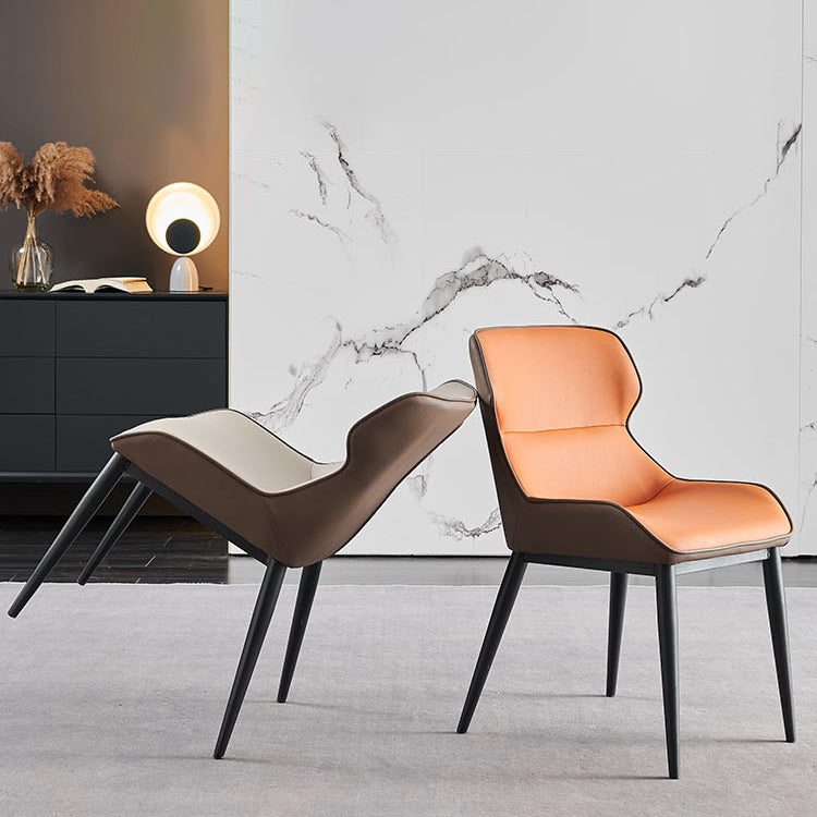 Silla auxiliar de cuero contemporánea para sala de estar con acabado mate Wingback Silla de comedor