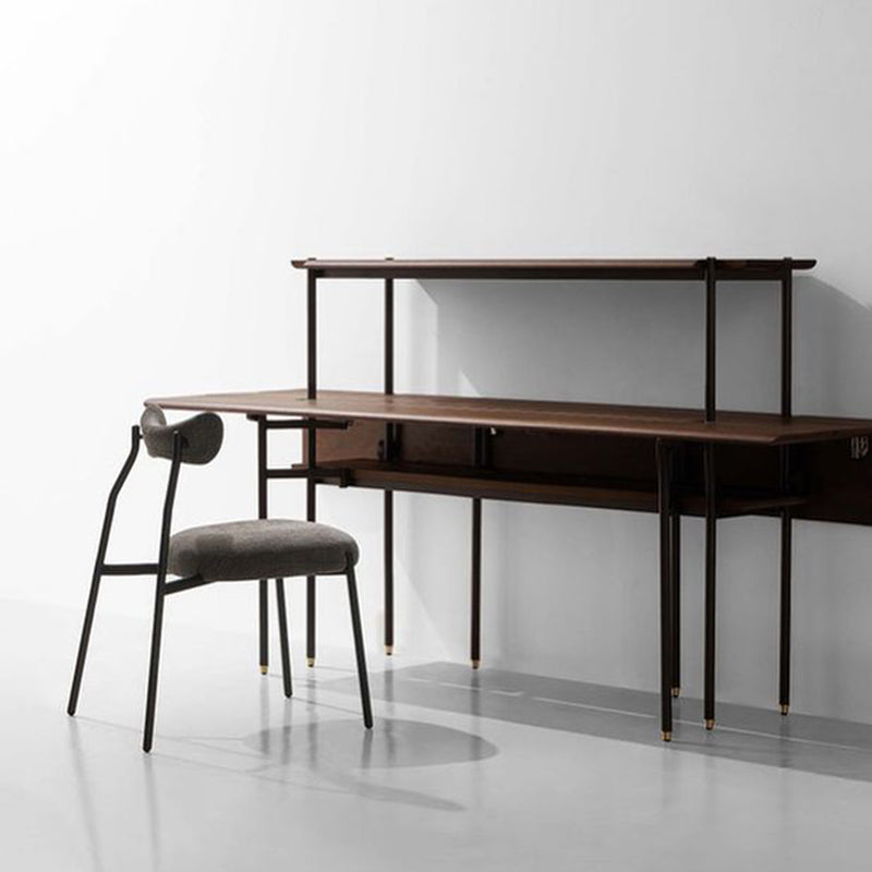 Restaurante de terciopelo estilo diseñador, silla lateral de comedor, silla de comedor con respaldo abierto