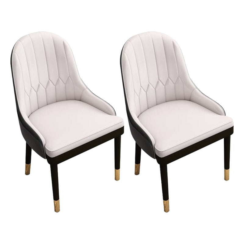 Glam Wood Dining Arm Chairs Faux Leather Dining Room Chairs for Home Use