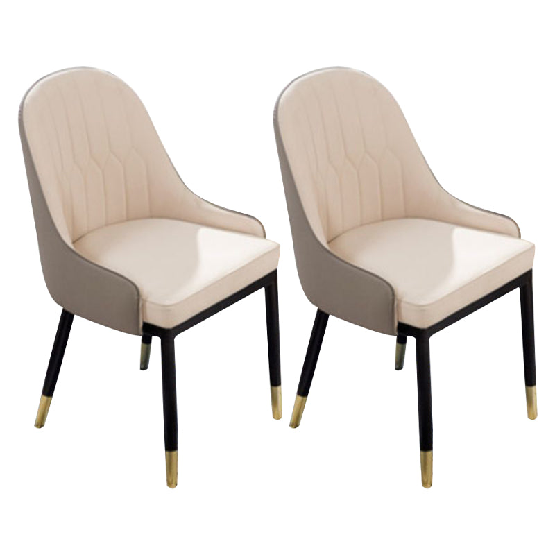 Glam Wood Dining Arm Chairs Faux Leather Dining Room Chairs for Home Use