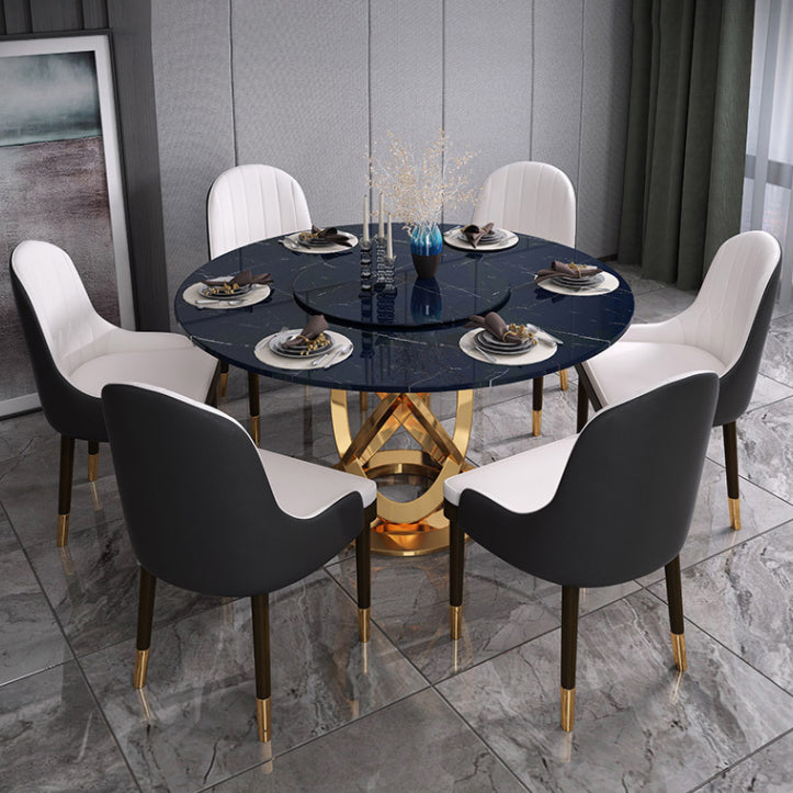 Glam Wood Dining Arm Chairs Faux Leather Dining Room Chairs for Home Use