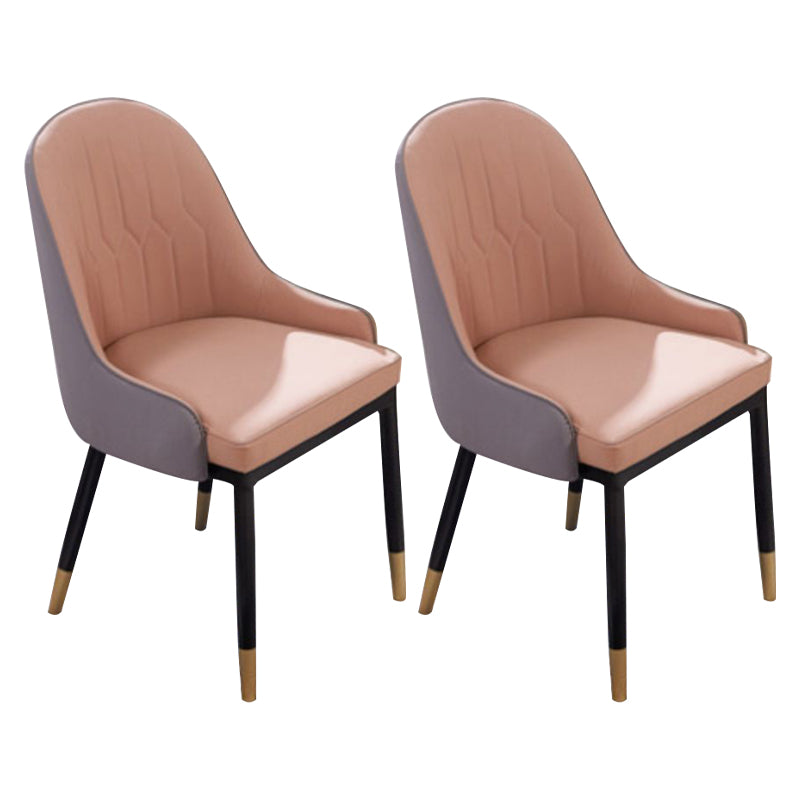 Glam Wood Dining Arm Chairs Faux Leather Dining Room Chairs for Home Use