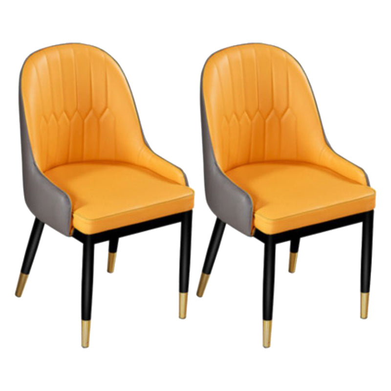 Glam Wood Dining Arm Chairs Faux Leather Dining Room Chairs for Home Use