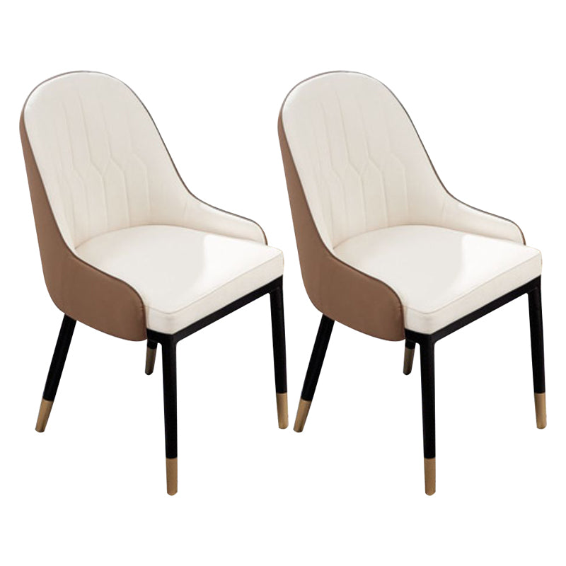 Glam Wood Dining Arm Chairs Faux Leather Dining Room Chairs for Home Use