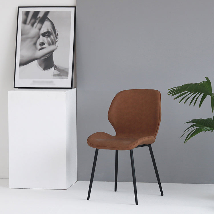 Silla de comedor de cocina de estilo moderno, sillas laterales sin brazos con respaldo de alas, de metal