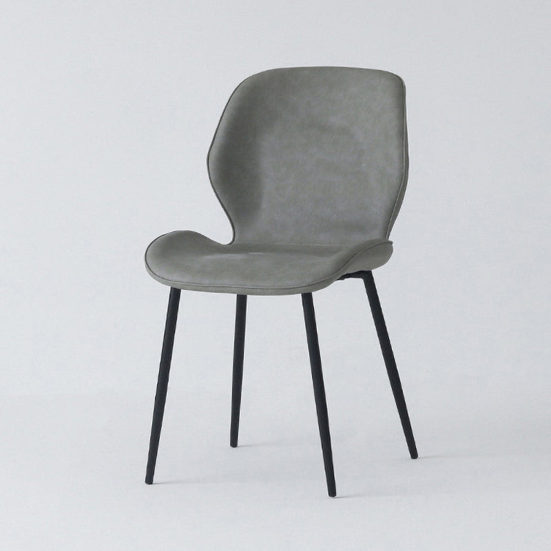 Silla de comedor de cocina de estilo moderno, sillas laterales sin brazos con respaldo de alas, de metal