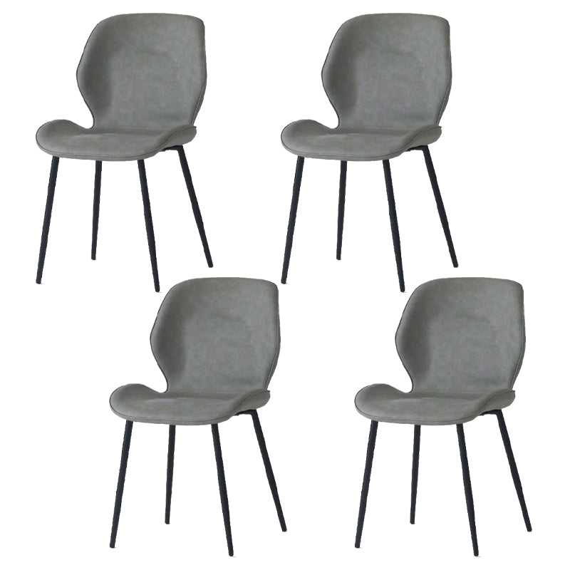 Silla de comedor de cocina de estilo moderno, sillas laterales sin brazos con respaldo de alas, de metal