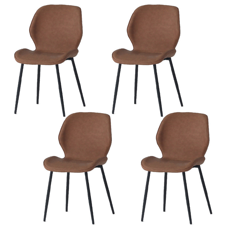 Silla de comedor de cocina de estilo moderno, sillas laterales sin brazos con respaldo de alas, de metal