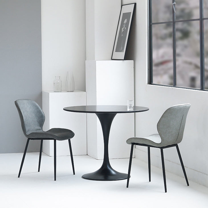 Silla de comedor de cocina de estilo moderno, sillas laterales sin brazos con respaldo de alas, de metal