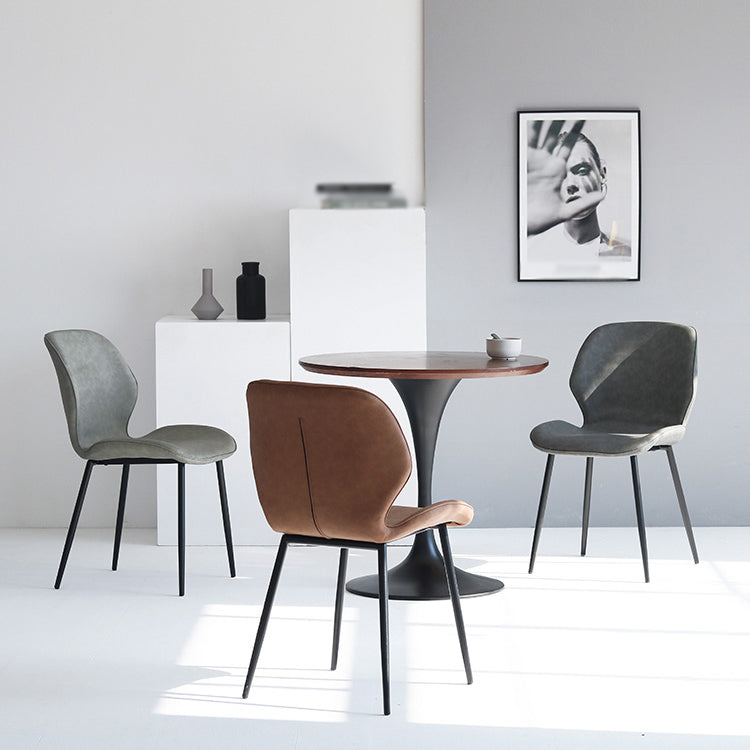 Silla de comedor de cocina de estilo moderno, sillas laterales sin brazos con respaldo de alas, de metal