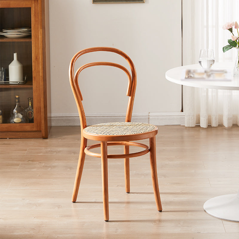 Silla de comedor de madera de estilo campestre, silla lateral de comedor con respaldo abierto para uso doméstico
