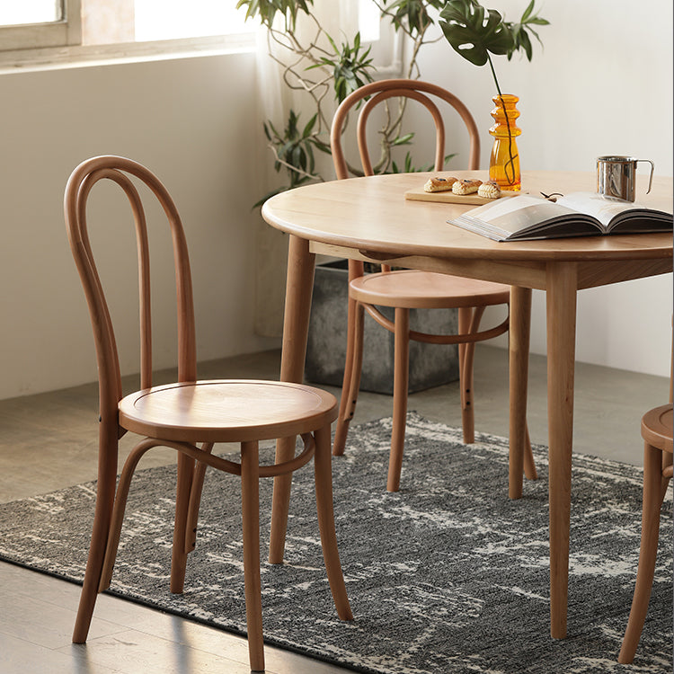 Silla de comedor de madera de estilo campestre, silla lateral de comedor con respaldo abierto para uso doméstico