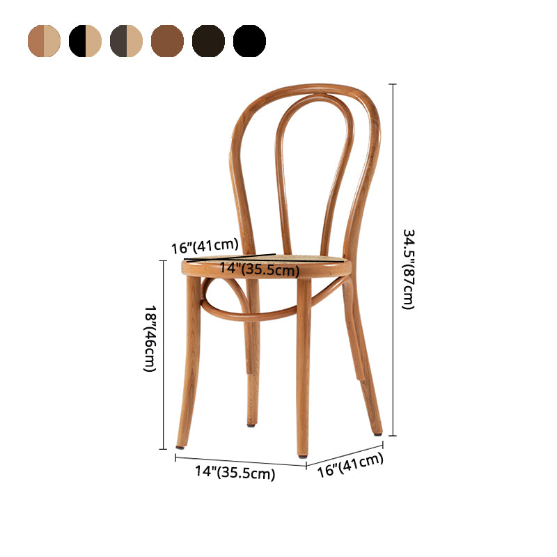 Silla de comedor de madera de estilo campestre, silla lateral de comedor con respaldo abierto para uso doméstico