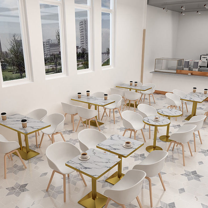 Scandinavian Plastic Dining Arm Chair Matte Finish Solid Back Dining Chair (Set of 4)