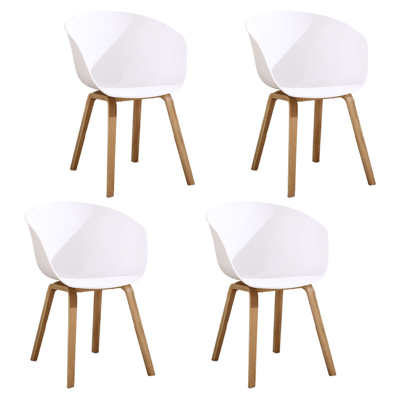 Scandinavian Plastic Dining Arm Chair Matte Finish Solid Back Dining Chair (Set of 4)