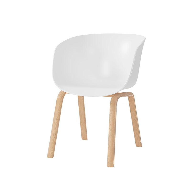 Scandinavian Plastic Dining Arm Chair Matte Finish Solid Back Dining Chair (Set of 4)