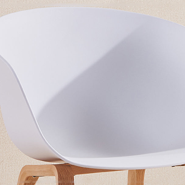 Scandinavian Plastic Dining Arm Chair Matte Finish Solid Back Dining Chair (Set of 4)