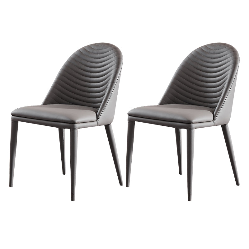 Sillas de comedor de cuero de estilo moderno tapizadas con respaldo sólido (juego de 2)
