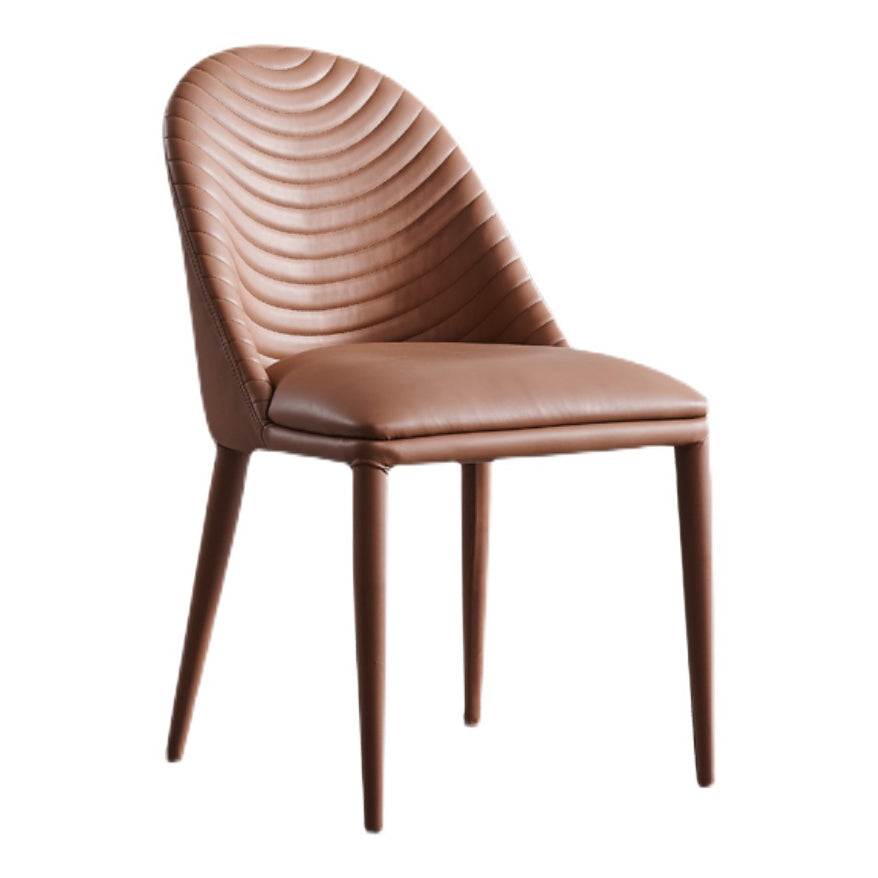 Sillas de comedor de cuero de estilo moderno tapizadas con respaldo sólido (juego de 2)