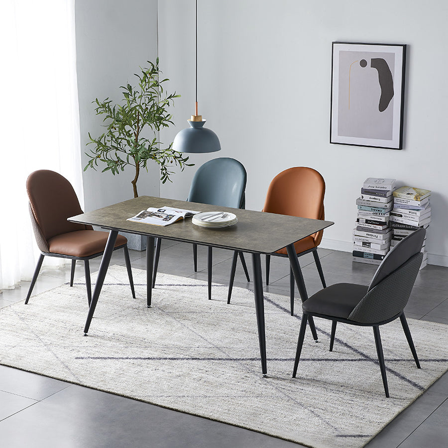 Silla de comedor de estilo moderno, sillas Parsons laterales de metal sin brazos para cocina