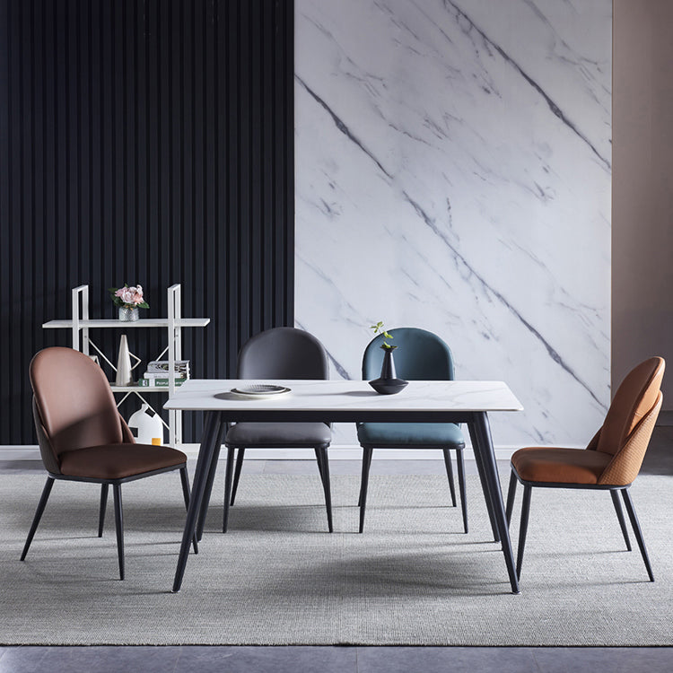 Silla de comedor de estilo moderno, sillas Parsons laterales de metal sin brazos para cocina