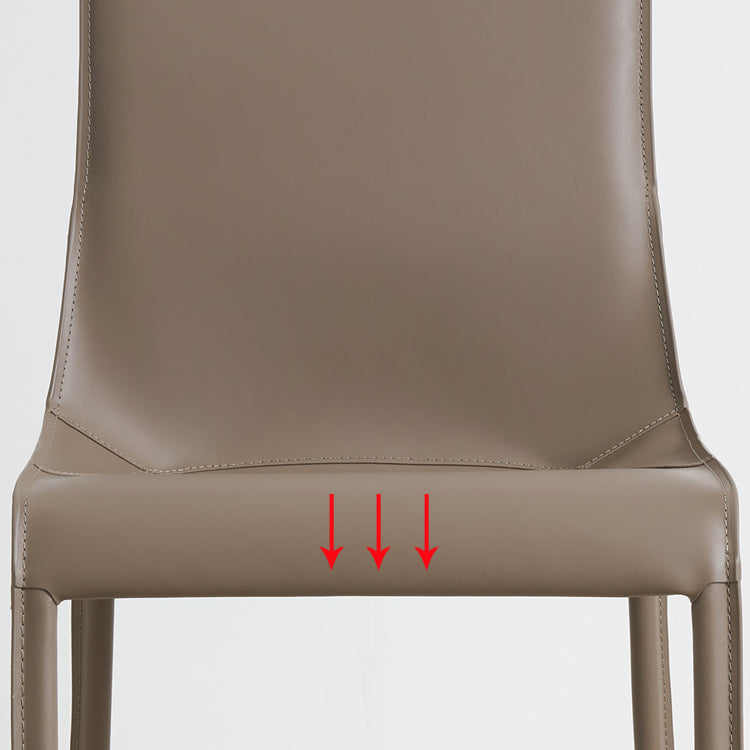 Silla sin brazos de comedor de metal contemporáneo, silla lateral de comedor de cuero para uso doméstico