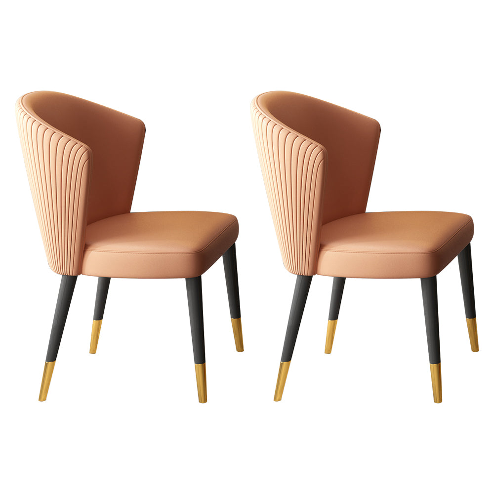 Silla lateral de cuero contemporánea para sala de estar Silla de comedor Wingback