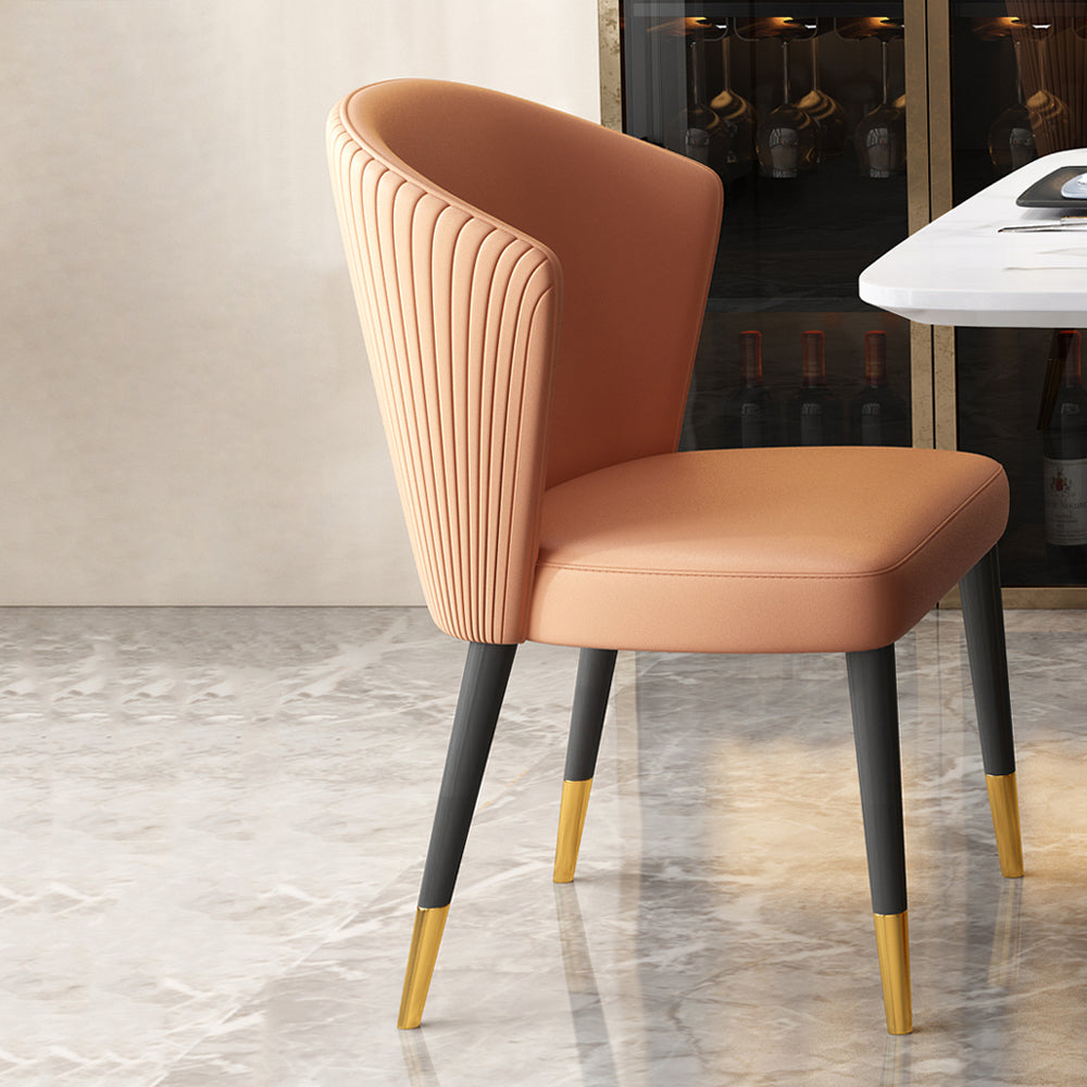 Silla lateral de cuero contemporánea para sala de estar Silla de comedor Wingback