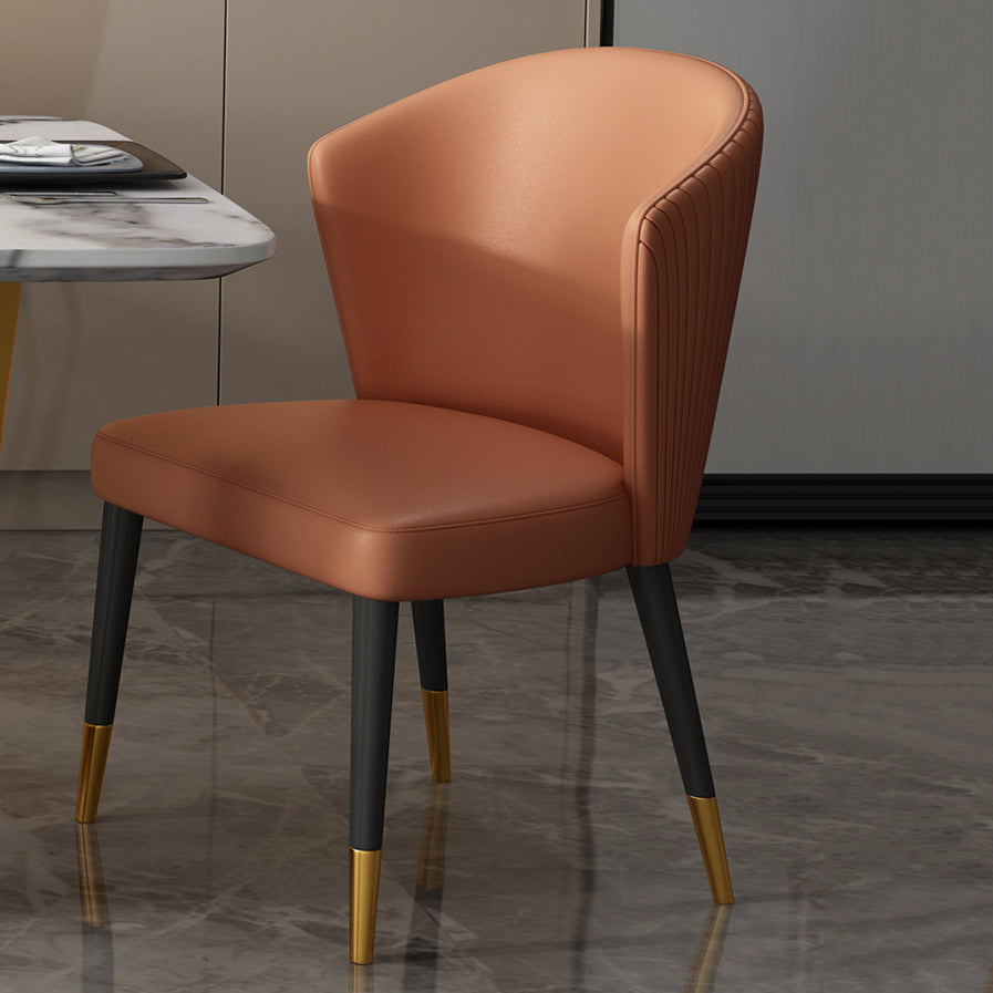 Silla lateral de cuero contemporánea para sala de estar Silla de comedor Wingback