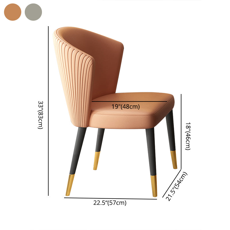 Silla lateral de cuero contemporánea para sala de estar Silla de comedor Wingback