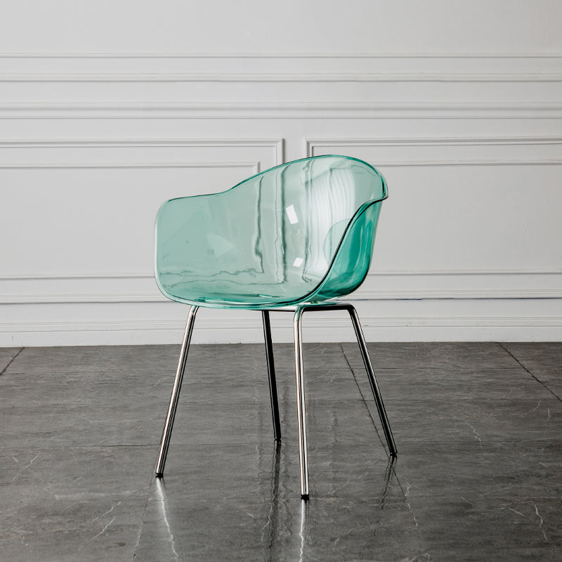 Contemporary Style Dining Chairs Arm Side Chair with Metal Legs for Kitchen