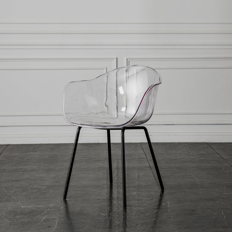 Contemporary Style Dining Chairs Arm Side Chair with Metal Legs for Kitchen