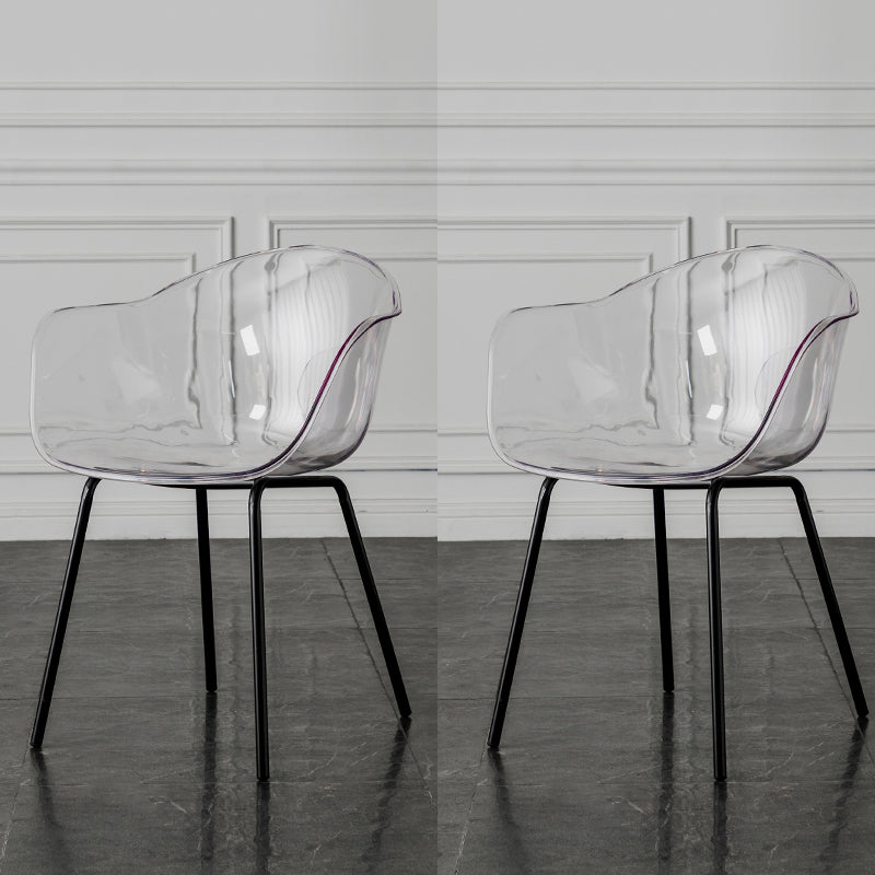 Contemporary Style Dining Chairs Arm Side Chair with Metal Legs for Kitchen