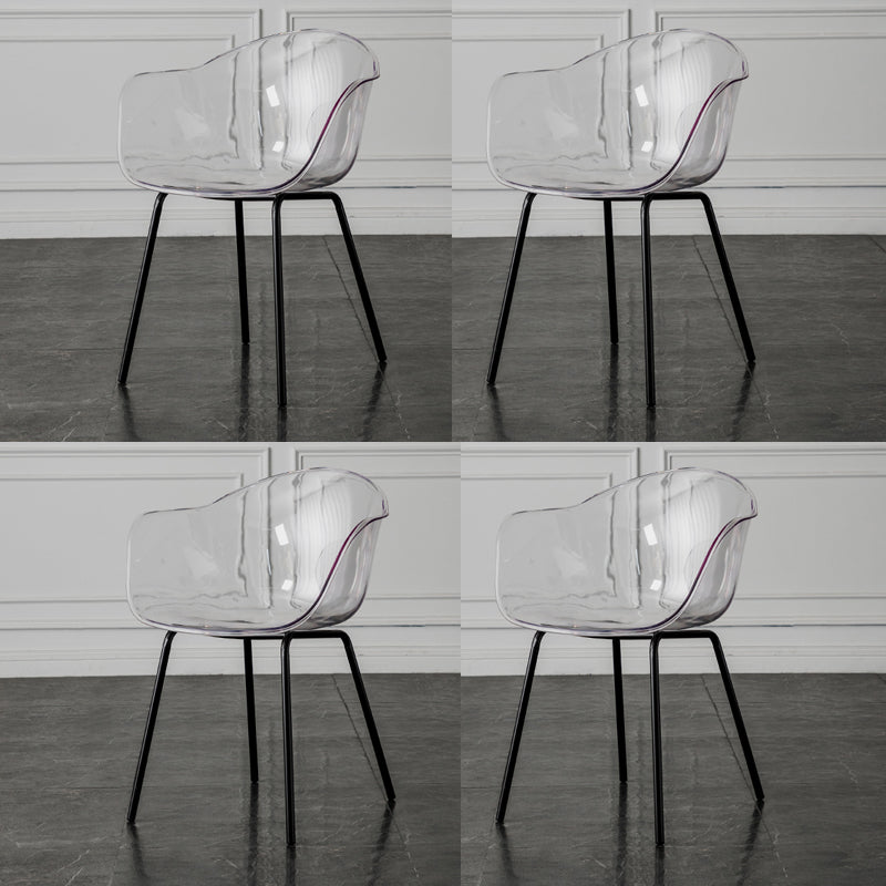 Contemporary Style Dining Chairs Arm Side Chair with Metal Legs for Kitchen