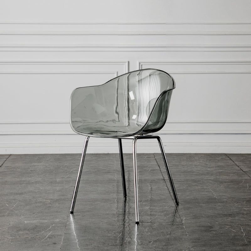 Contemporary Style Dining Chairs Arm Side Chair with Metal Legs for Kitchen