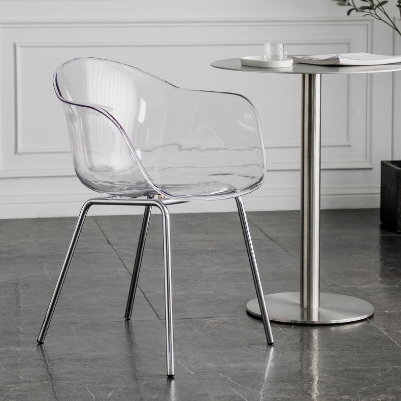 Contemporary Style Dining Chairs Arm Side Chair with Metal Legs for Kitchen