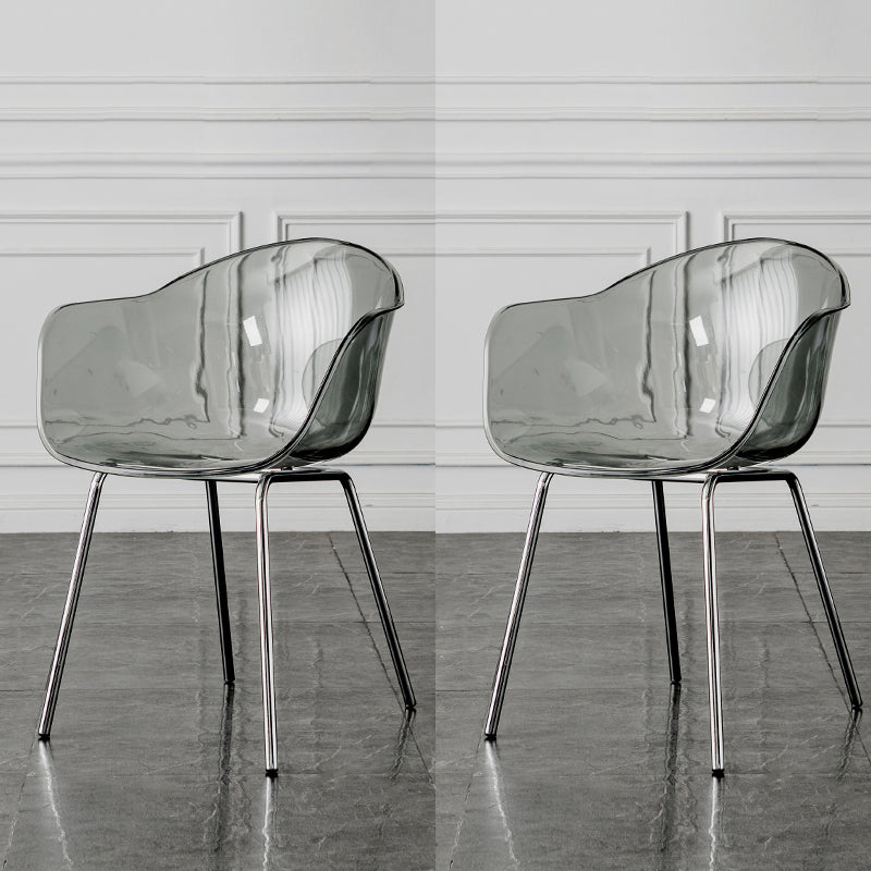 Contemporary Style Dining Chairs Arm Side Chair with Metal Legs for Kitchen