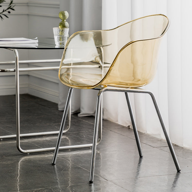 Contemporary Style Dining Chairs Arm Side Chair with Metal Legs for Kitchen