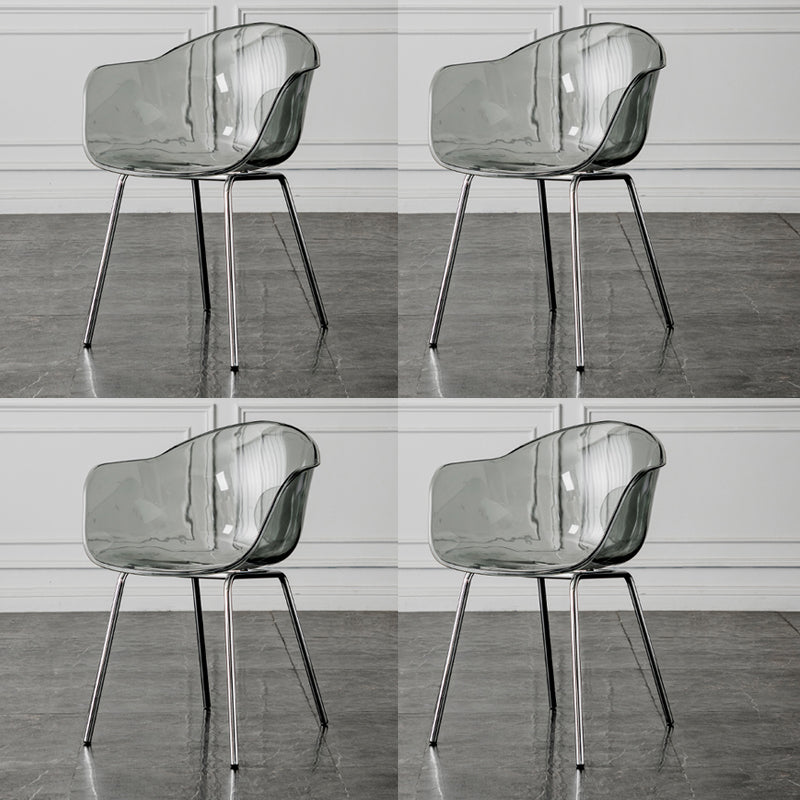 Contemporary Style Dining Chairs Arm Side Chair with Metal Legs for Kitchen