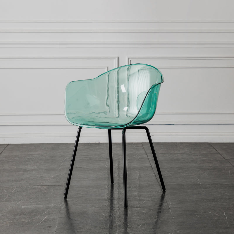 Contemporary Style Dining Chairs Arm Side Chair with Metal Legs for Kitchen