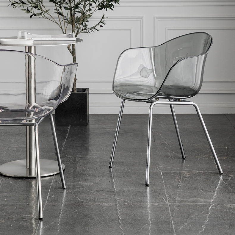 Contemporary Style Dining Chairs Arm Side Chair with Metal Legs for Kitchen