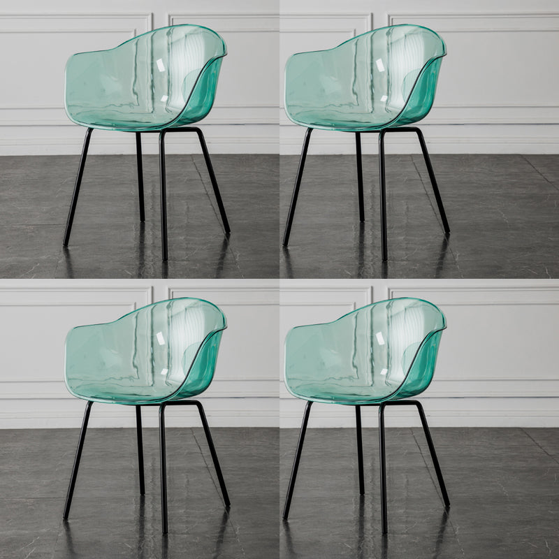 Contemporary Style Dining Chairs Arm Side Chair with Metal Legs for Kitchen