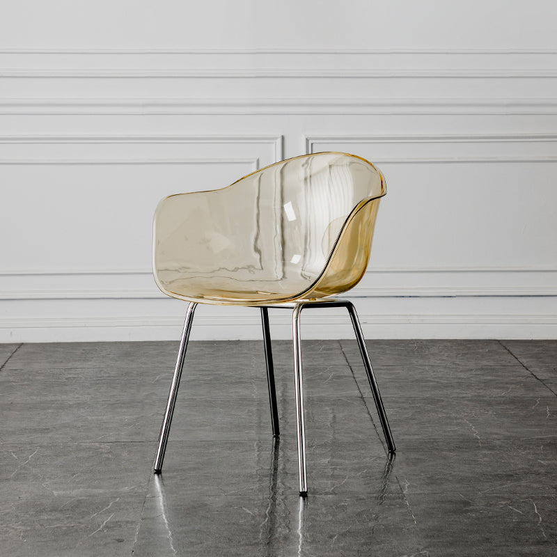 Contemporary Style Dining Chairs Arm Side Chair with Metal Legs for Kitchen