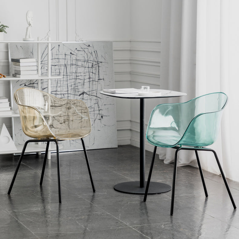 Contemporary Style Dining Chairs Arm Side Chair with Metal Legs for Kitchen