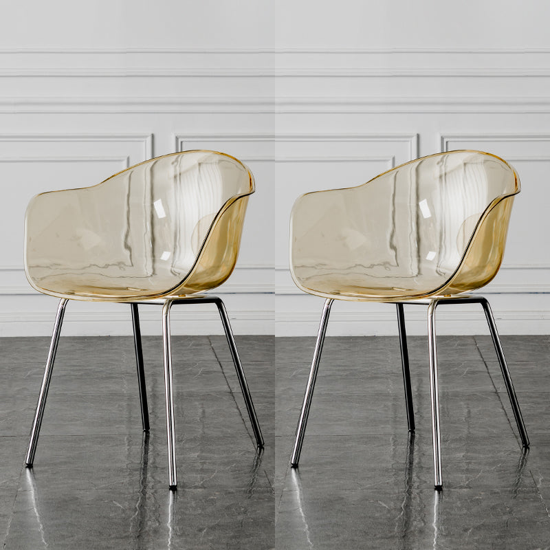 Contemporary Style Dining Chairs Arm Side Chair with Metal Legs for Kitchen