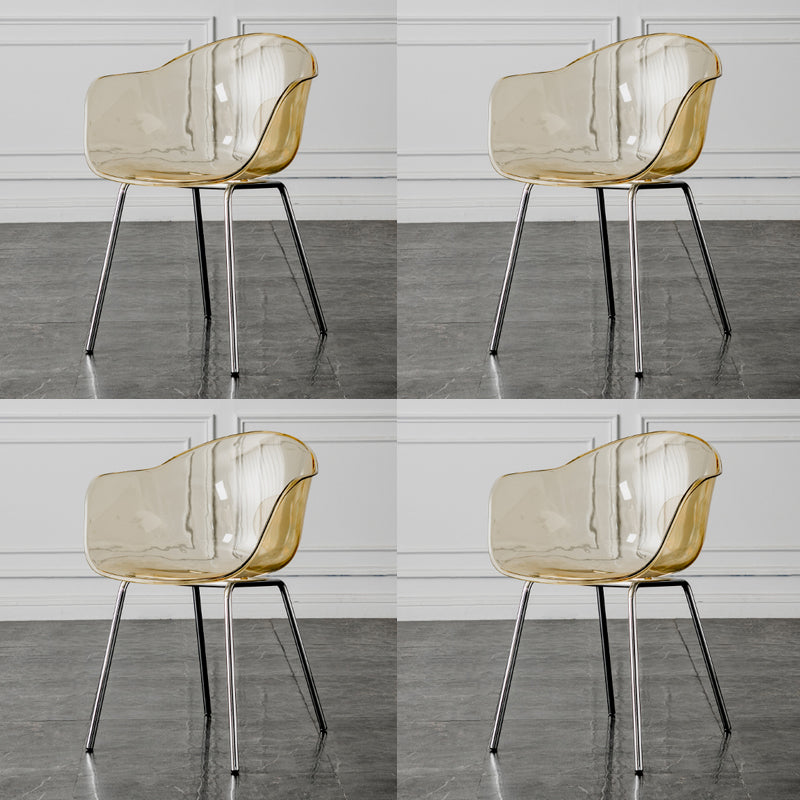 Contemporary Style Dining Chairs Arm Side Chair with Metal Legs for Kitchen