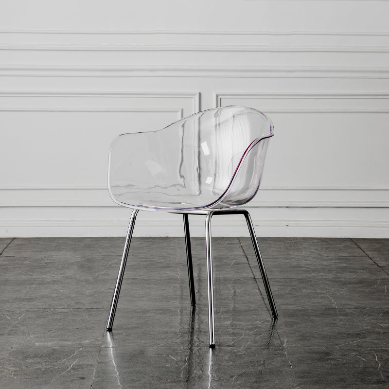 Contemporary Style Dining Chairs Arm Side Chair with Metal Legs for Kitchen