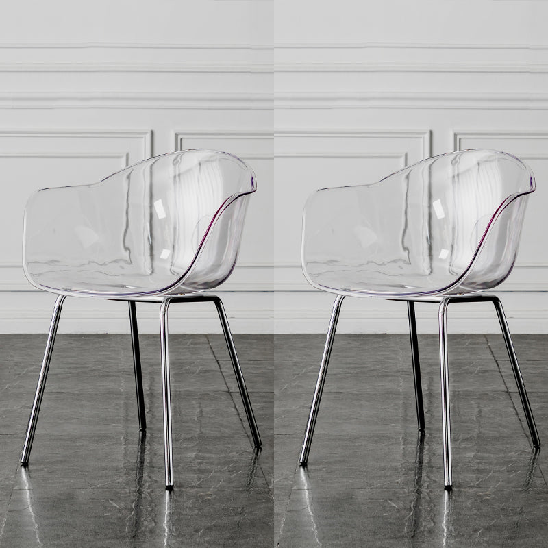 Contemporary Style Dining Chairs Arm Side Chair with Metal Legs for Kitchen